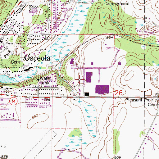 Topographic Map of Kroy-Osceola Heliport, WI