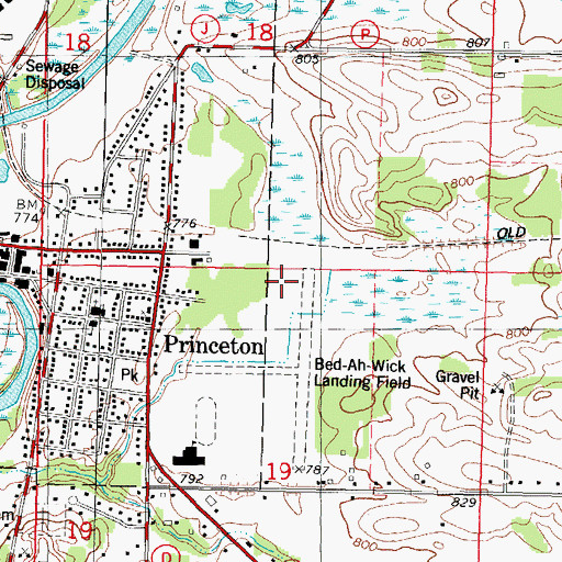 Topographic Map of Bed-Ah-Wick Field (historical), WI