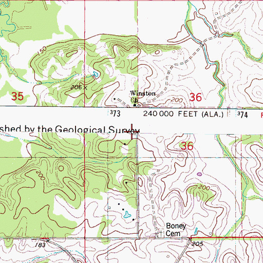Topographic Map of Mary Winston Baptist Church, AL