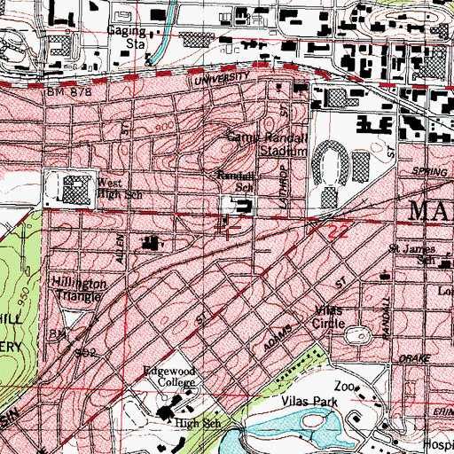Topographic Map of Dane County, WI