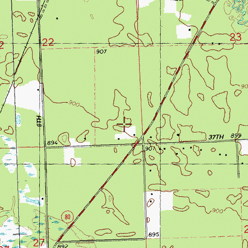 Topographic Map of Juneau County, WI