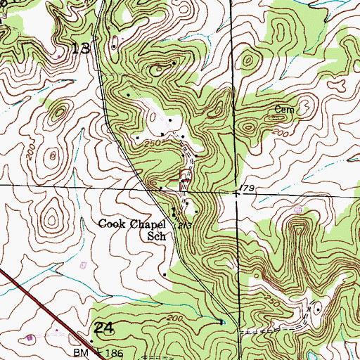 Topographic Map of Cooks Chapel Methodist Church, AL