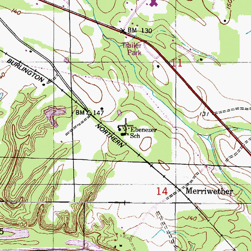 Topographic Map of Ebenezer Presbyterian Church, AL