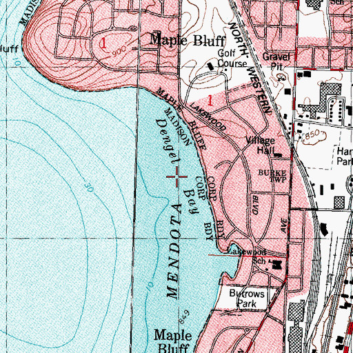 Topographic Map of Dengel Bay, WI