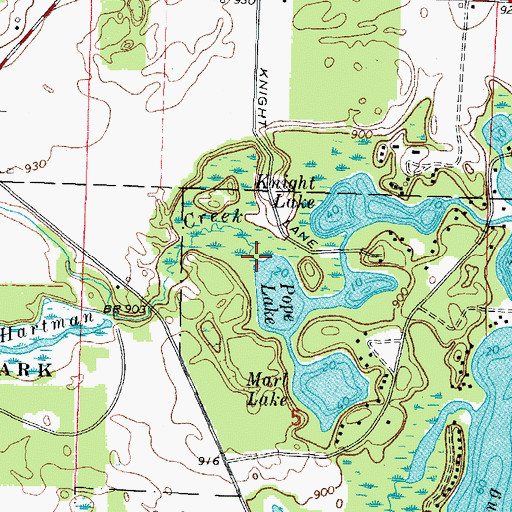 Topographic Map of Hartman Creek, WI