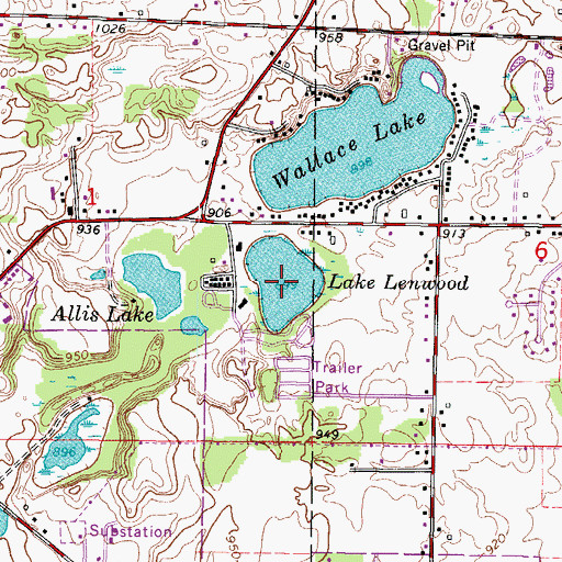 Topographic Map of Lake Lenwood, WI