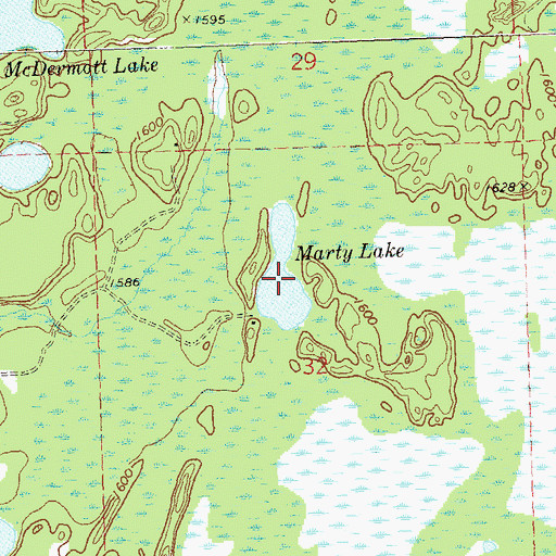 Topographic Map of Marty Lake, WI