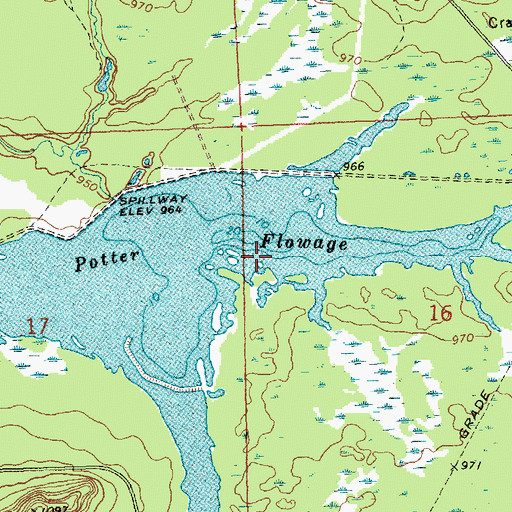 Topographic Map of Potter Flowage, WI