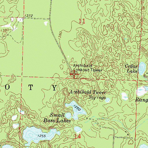 Topographic Map of Archibald Lookout Tower, WI