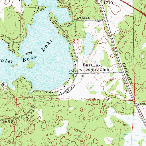 Topographic Map of Bass Lake Country Club, WI