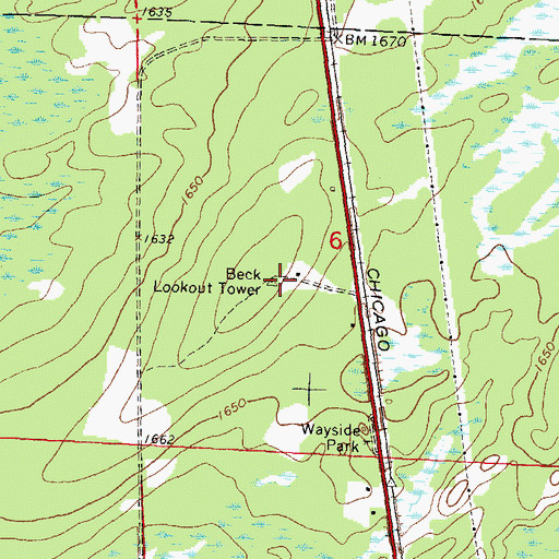 Topographic Map of Beck Lookout Tower, WI