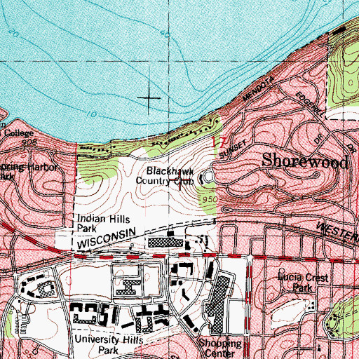 Topographic Map of Blackhawk Country Club, WI