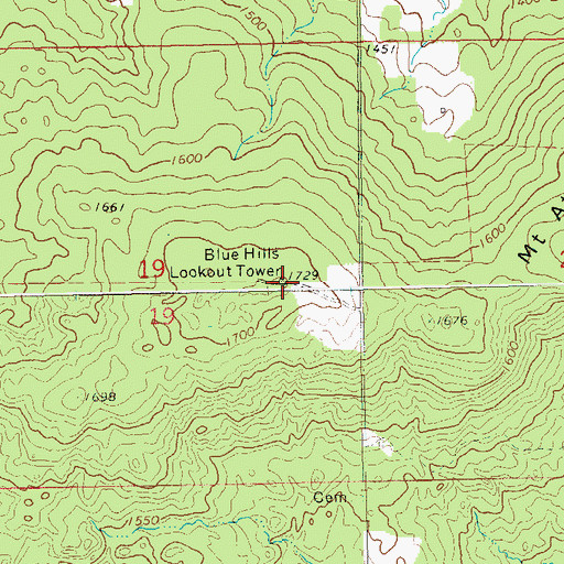 Topographic Map of Blue Hills Lookout Tower, WI