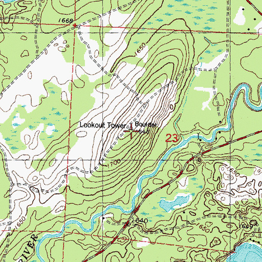 Topographic Map of Boulder Lookout Tower, WI