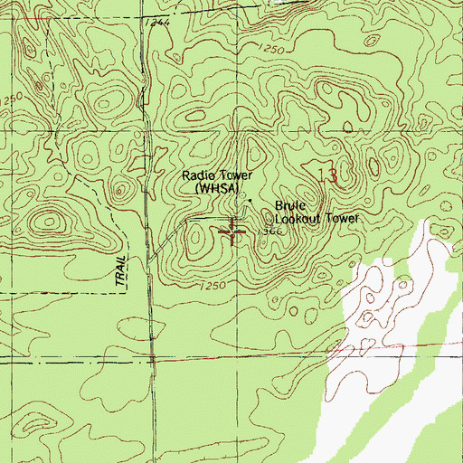 Topographic Map of Brule Lookout Tower, WI