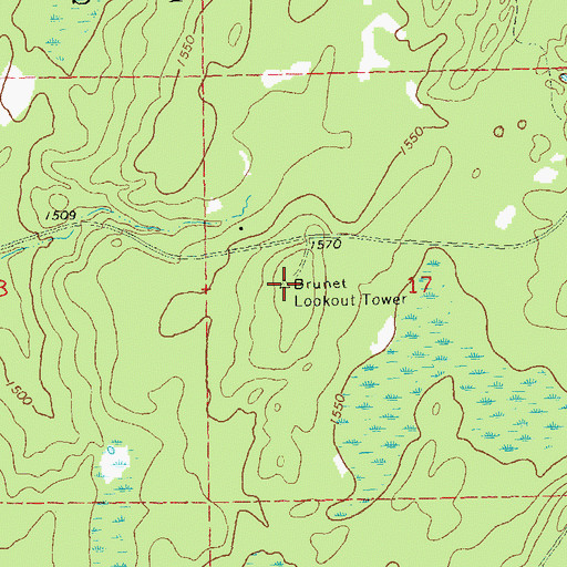 Topographic Map of Brunet Lookout Tower, WI