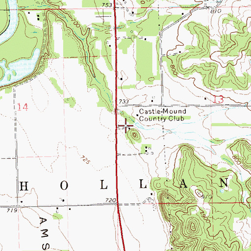 Topographic Map of Castle Mound Country Club, WI
