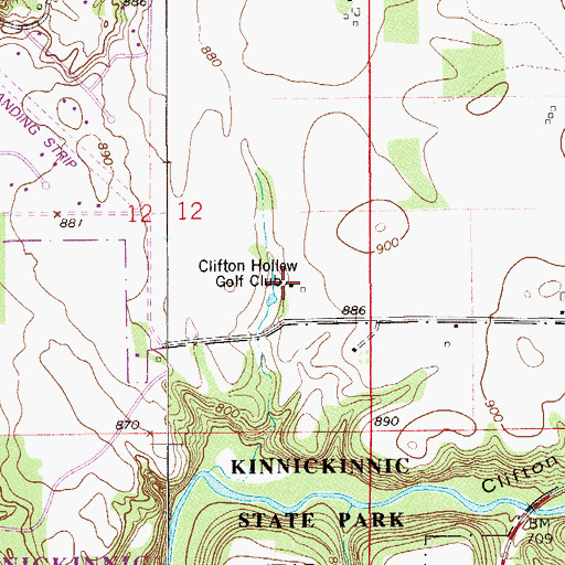 Topographic Map of Clifton Hollow Golf Club, WI