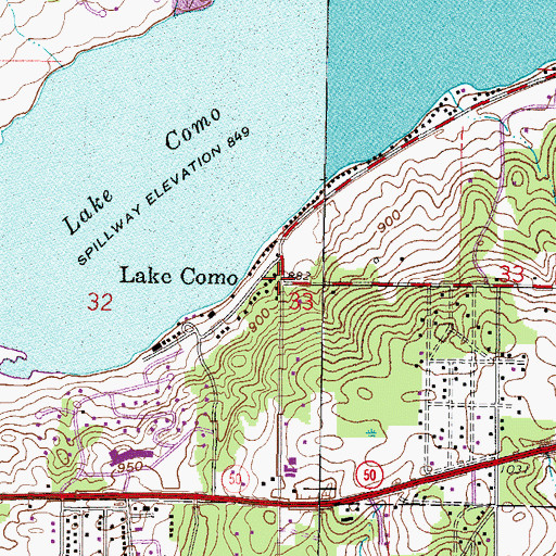 Topographic Map of Lake Como, WI