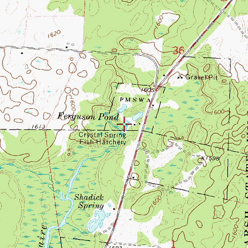 Topographic Map of Crystal Spring Fish Hatchery, WI