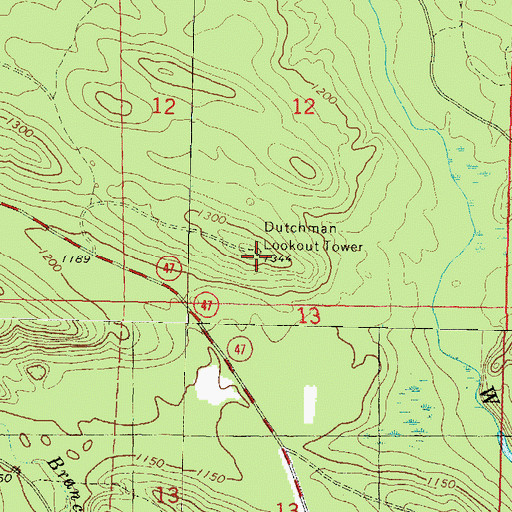 Topographic Map of Dutchman Lookout Tower, WI