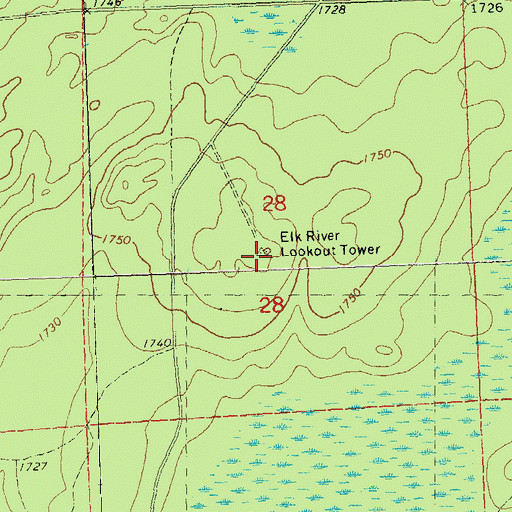 Topographic Map of Elk River Lookout Tower, WI
