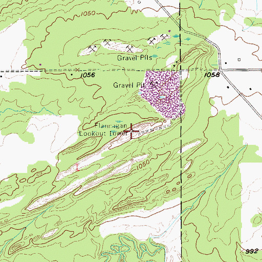 Topographic Map of Flannagan Lookout Tower, WI