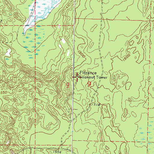 Topographic Map of Florence Lookout Tower, WI