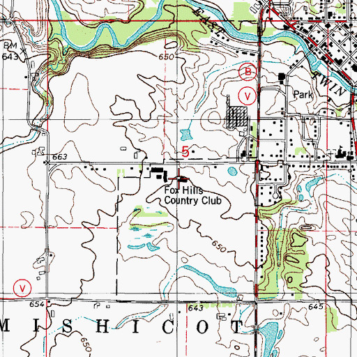Topographic Map of Fox Hills Country Club, WI