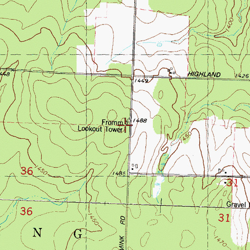 Topographic Map of Fromm Lookout Tower, WI