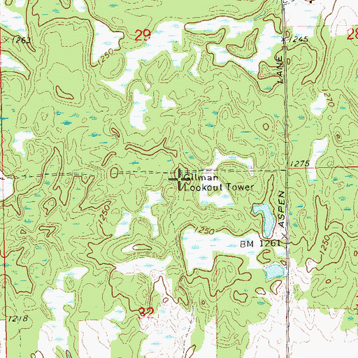 Topographic Map of Gilman Lookout Tower, WI