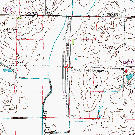Topographic Map of Great Lakes Dragaway, WI