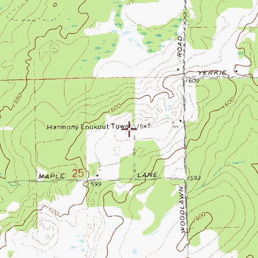 Topographic Map of Harmony Lookout Tower, WI