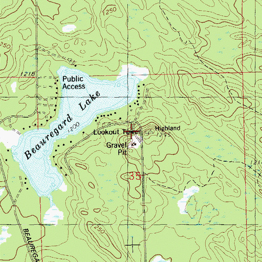 Topographic Map of Highland Lookout Tower, WI