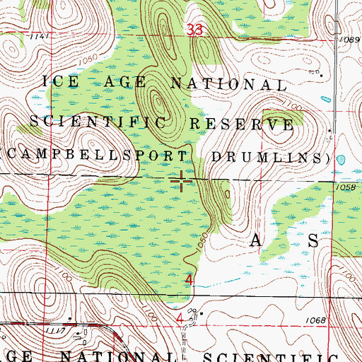 Topographic Map of Ice Age National Scientific Reserve, WI