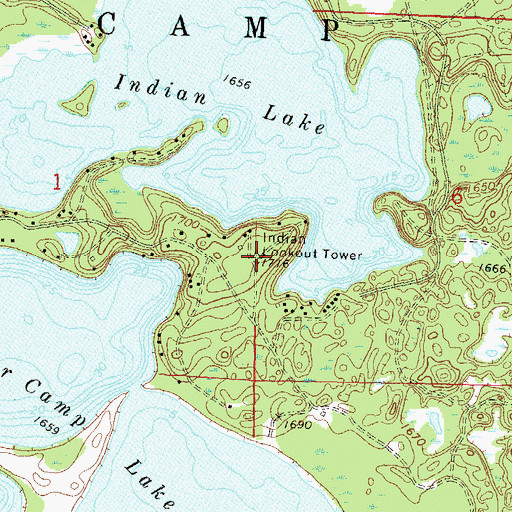 Topographic Map of Indian Lookout Tower, WI