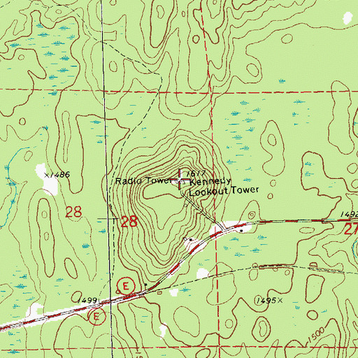 Topographic Map of Kennedy Lookout Tower, WI