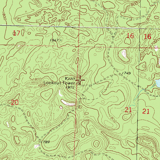 Topographic Map of Kent Lookout Tower, WI