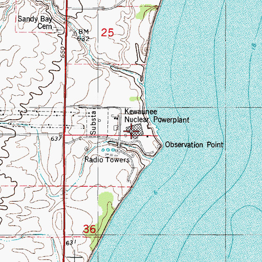 Topographic Map of Kewaunee Nuclear Powerplant, WI
