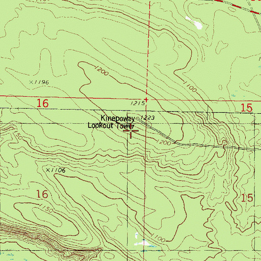 Topographic Map of Kinepoway Lookout Tower, WI