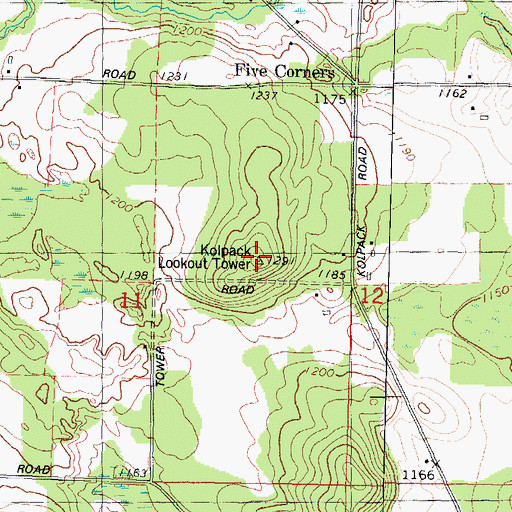 Topographic Map of Kolpack Lookout Tower, WI