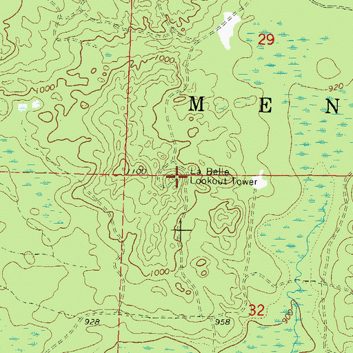 Topographic Map of La Belle Lookout Tower, WI