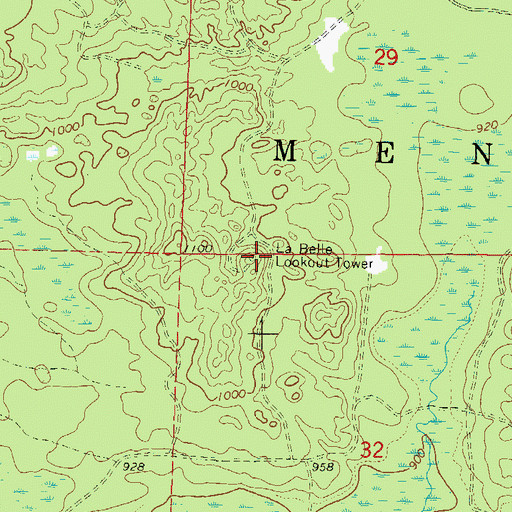Topographic Map of La Belle Lookout Tower, WI