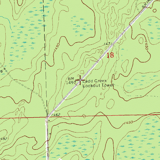 Topographic Map of Ladd Creek Lookout Tower, WI