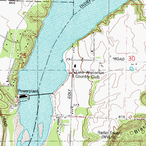 Topographic Map of Lake Wisconsin Country Club, WI