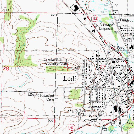 Topographic Map of Lakeland Hills Country Club, WI