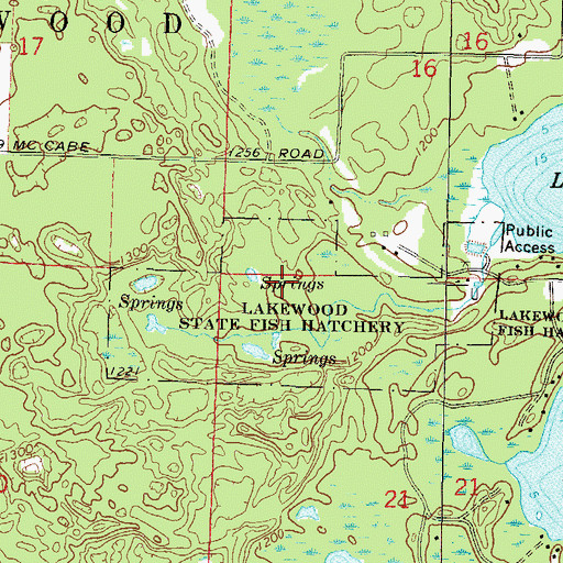 Topographic Map of Lakewood State Fish Hatchery, WI