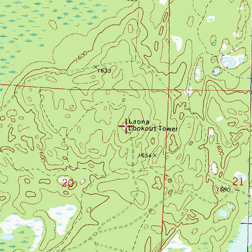 Topographic Map of Laona Lookout Tower, WI