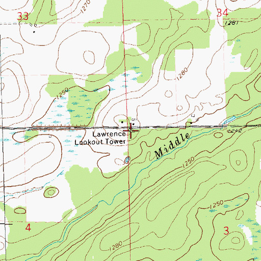 Topographic Map of Lawrence Lookout Tower, WI