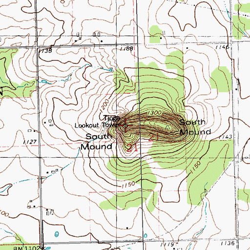 Topographic Map of Lookout Tower, WI